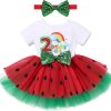 "Tutú + Diadema de Sandía para Bebé 🍉 – Conjunto de 2 Piezas con Volantes"